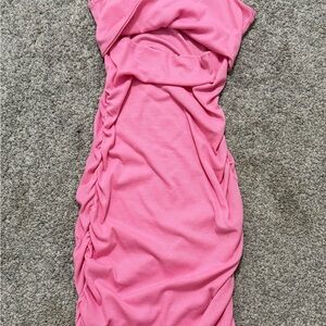 Elegant Pink Ruched Dress